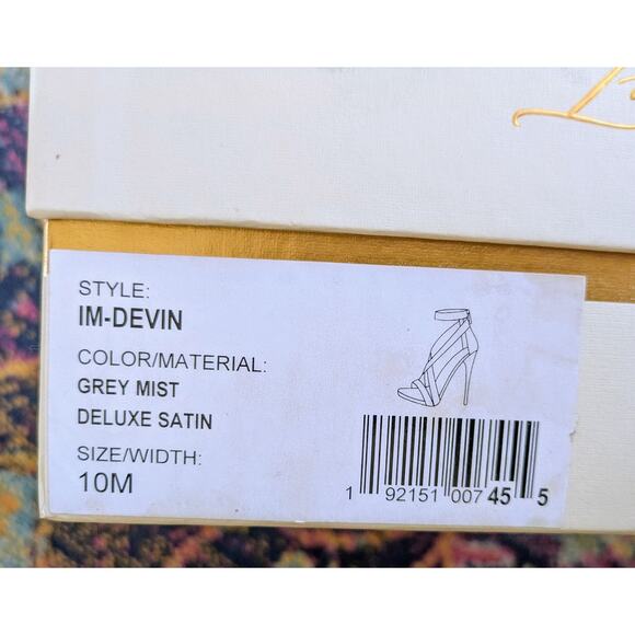 Vince Camuto Imagine Devin Heels 10 Silver Strappy Stiletto 4" Leather Fabric - Picture 2 of 12